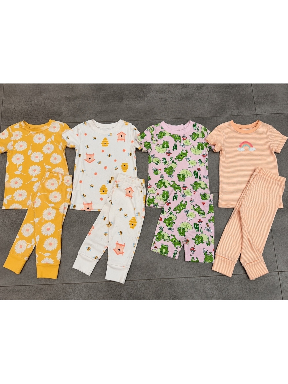 3T • Carter's Old Navy Girls Pajama Lot 4 Sets Floral Frog Bee Rainbow